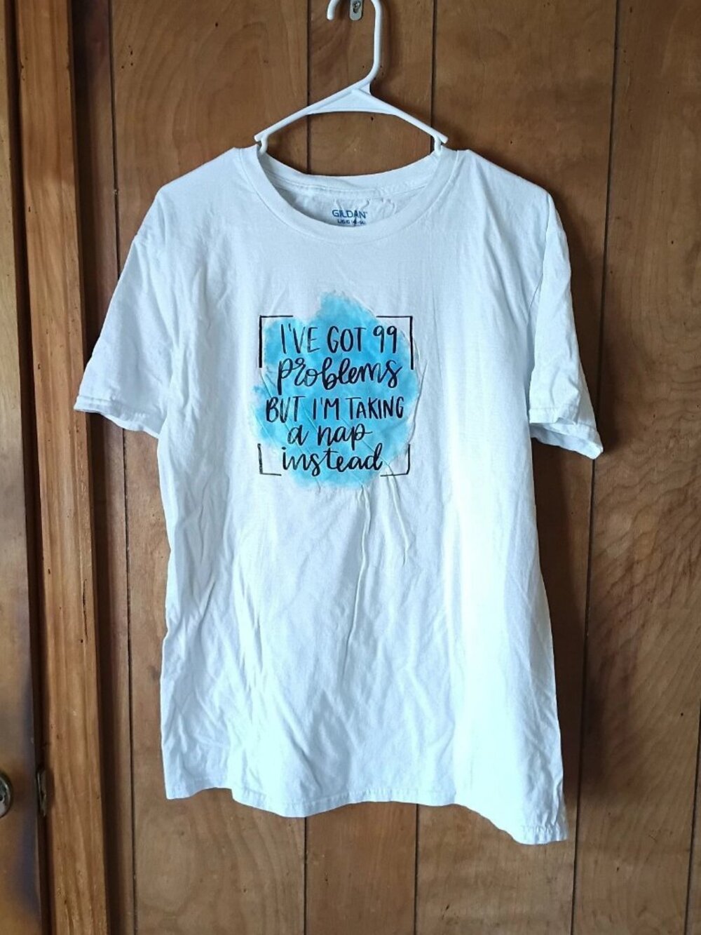 Gildan Womens Graphic T Shirt Size L White “I’ve Got 99 Problems” Funny Tee